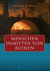 Menschen inmitten von Ruinen 