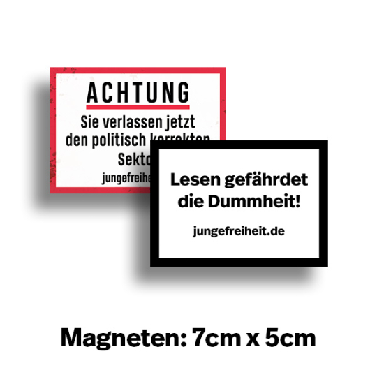 JF - Magnet "Achtung" und "Dummheit" 